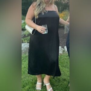 Satin mid length black h and m dress